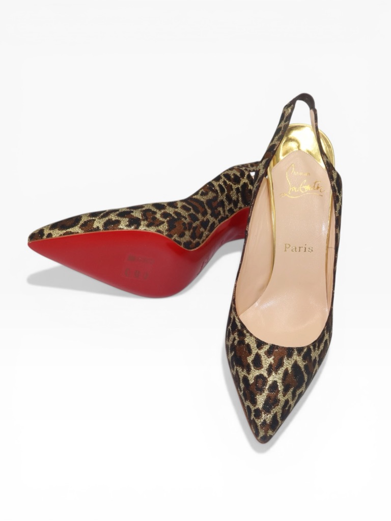 Christian Louboutin Leopard-Print Pointed Slingback Pumps With Red Soles